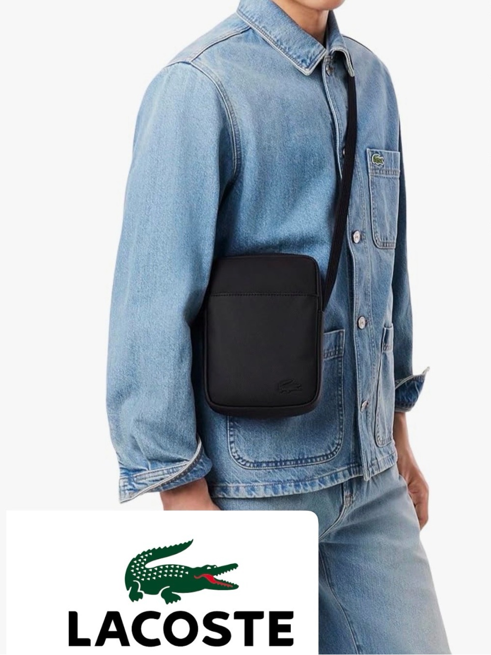 Lacoste Mens Classic Pique Effect Satchel Bag Camera Bag